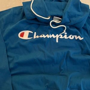Bright blue lightweight Champion hoodie